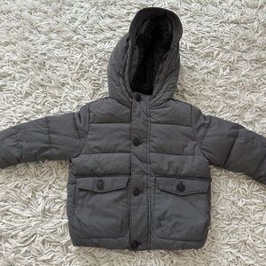 Zara Baby Boy Gray Hooded Puffer Jacket
